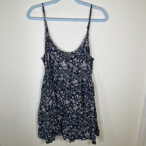 Brandy Melville Blue Floral Open Back Babydoll Mini Dress